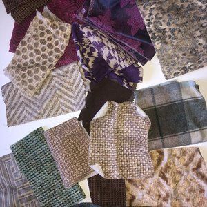 Fabric scraps for doll house or Barbie blankets or rugs